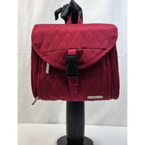 Travelon Quilted Burgundy Red Cosmetic Toiletry Bag Organizer Hanger Hook